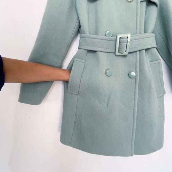 Kate Spade wool blend Light mint green double breasted wool coat size Medium - Picture 5 of 14